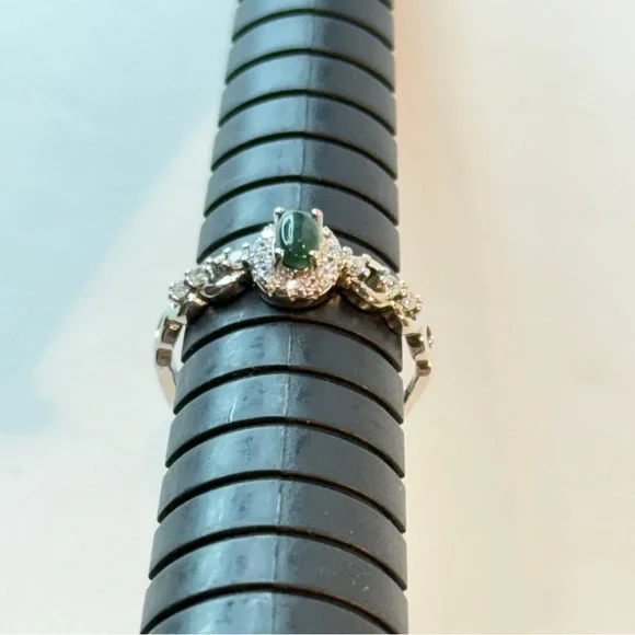 Elegant Sterling Silver Jade Ring – Dainty Halo Style, Size 5.45 Adjustable NWOT - Picture 7 of 11